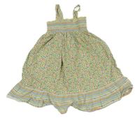 Bílo-zeleno-barevné květované šaty 