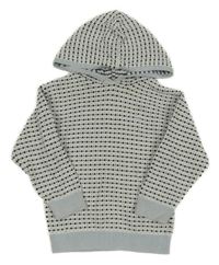 Světlemodro-bílo-černý vzorovaný svetr s kapucí George