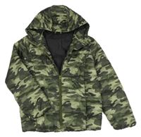 Khaki army šusťáková zateplená bunda s kapucí Dunnes 