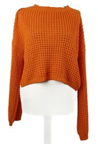 Dámský oranžový ažurový crop oversized svetr Oasis 