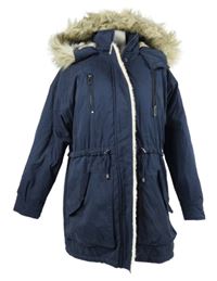 Dámská tmavomodrá šusťáková zimní parka s kapucí Atmosphere