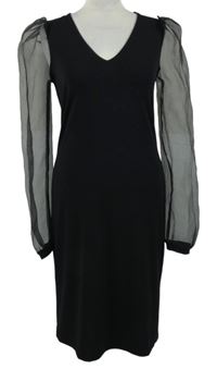 Dámské černé šaty s organzovými rukávy Vero Moda 