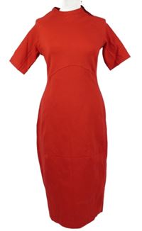 Nové - Dámské červené pouzdrové midi šaty M&S