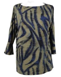 Dámské béžovo-tmavomodré vzorované triko CreationL 