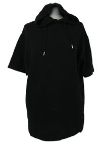 Pánské černé žebrované tričko s kapucí 