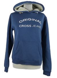 Dámská tmavomodrá mikina s nápisem a kapucí Cross Jeans 