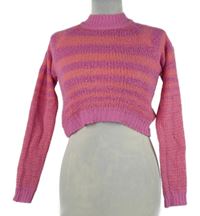 Dámský růžovo-oranžový pruhovaný crop svetr Zara 