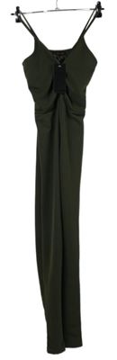 Nové - Dámský khaki kalhotový skinny overal se šněrováním 