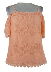 Dámská lososová krajková halenka s volnými rameny Dorothy Perkins 