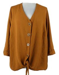 Dámská skořicová halenka s uzlem George 