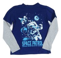 Tmavomodro-šedé triko s kosmonautem M&Co