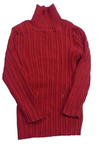 Červený žebrovaný svetr s rolákem Nutmeg