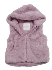 Lila kožešinová zateplená vesta s kapucí Primark