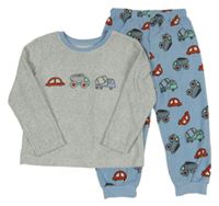 Šedo-modré fleecové pyžamo s auty Primark