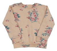 Světlerůžová květinová mikina Nutmeg