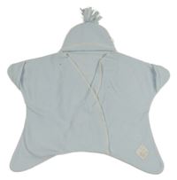 Světlemodrá fleecová zavinovací deka s kapucí do autosedačky