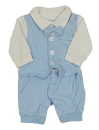 Modro-bílý overal s vestou s motýlkem 