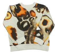 Bílo-hnědo-oranžovo-béžová batikovaná mikina H&M