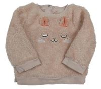 Růžová chlupatá mikina s čumáčkem Next