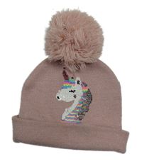 Růžová třpytivá čepice s jednorožcem z flitrů Matalan vel.98-116