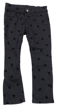 Tmavošedé plátěné kalhoty se srdíčky Dopodopo