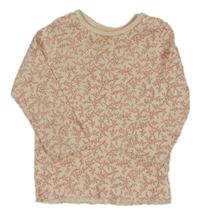 Světlerůžové žebrované triko s listy F&F