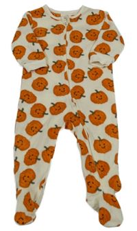 Smetanový teplý overal s dýněmi 