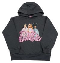 Tmavošedá mikina s Barbie a kapucí 