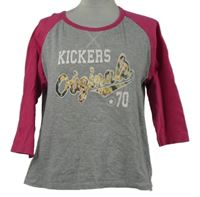 Dámské šedo-růžové triko s nápisem Kickers