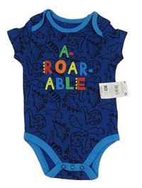 Tmavomodré body s dinosaury a nápisem Pep&Co
