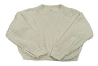Smetanový žinylkový crop svetr H&M