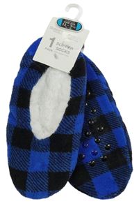 Modro-černé chlupaté bačkory  Dunnes Stores