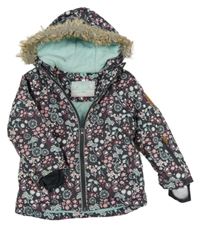 Antracitovo-pomněnková šusťáková zimní bunda s kapucí C&A