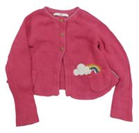 Růžový propínací svetr s mrakem M&S