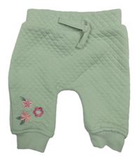 Světlezelené prošívané tepláky s kytičkami Dopodopo