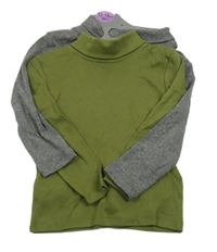 Nové - 2x - Khaki + šedé triko s rolákem Primark