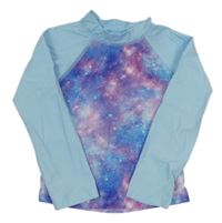 Světlemodro-barevné galaktické UV triko 