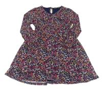 Tmavomodro-barevné květované síťované šaty se zavazováním TRIXXI GIRL