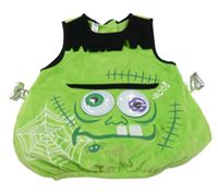 Kostým - Zeleno-černá sametová vycpaná vesta s očima 