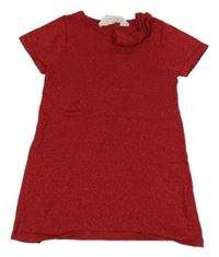 Červené pletené třpytivé šaty s mašlí H&M
