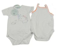 2x body - bílé s neonovým lemem + bílé se slonem - nové