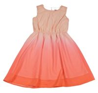 Lososovo-korálové ombré šifonové šaty C&A