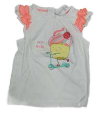 Bílé tričko se zmrzlinou a neonovými volánky C&A