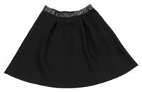 Černá strukturová sukně s třpytivým pasem 