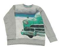 Šedá melírovaná mikina s autem