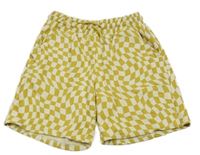 Okrovo-smetanové kostkované teplákové kraťasy LINDEX