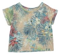 Béžovo-barevné květované úpletové tričko M&Co