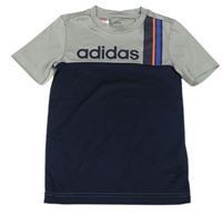 Šedo-tmavomodré sportovní tričko s logem Adidas 