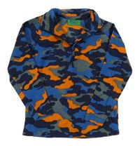 Tmavomodro-modro-oranžová army funkční fleecová mikina Mountain Warehouse