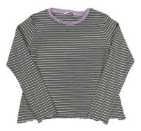 Černo-bílé pruhované žebrované crop triko M&S